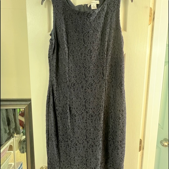 Liz Claiborne Navy Blue Sleeveless Lace dress that zips up in the back - size 10 - Picture 2 of 6
